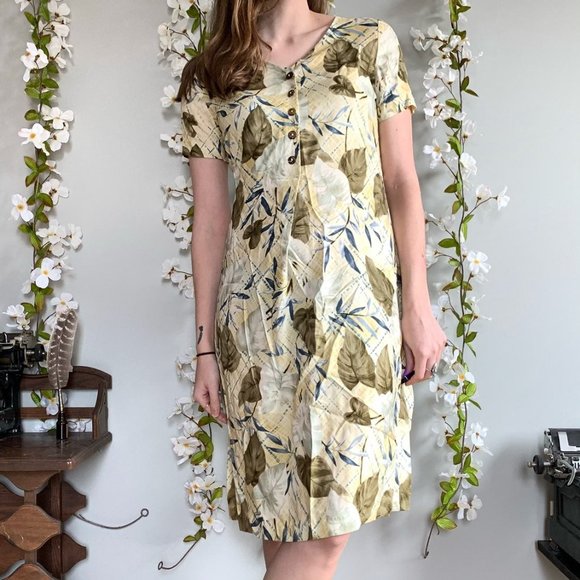 Teddi vintage yellow short sleeve floral dress - Picture 2 of 7